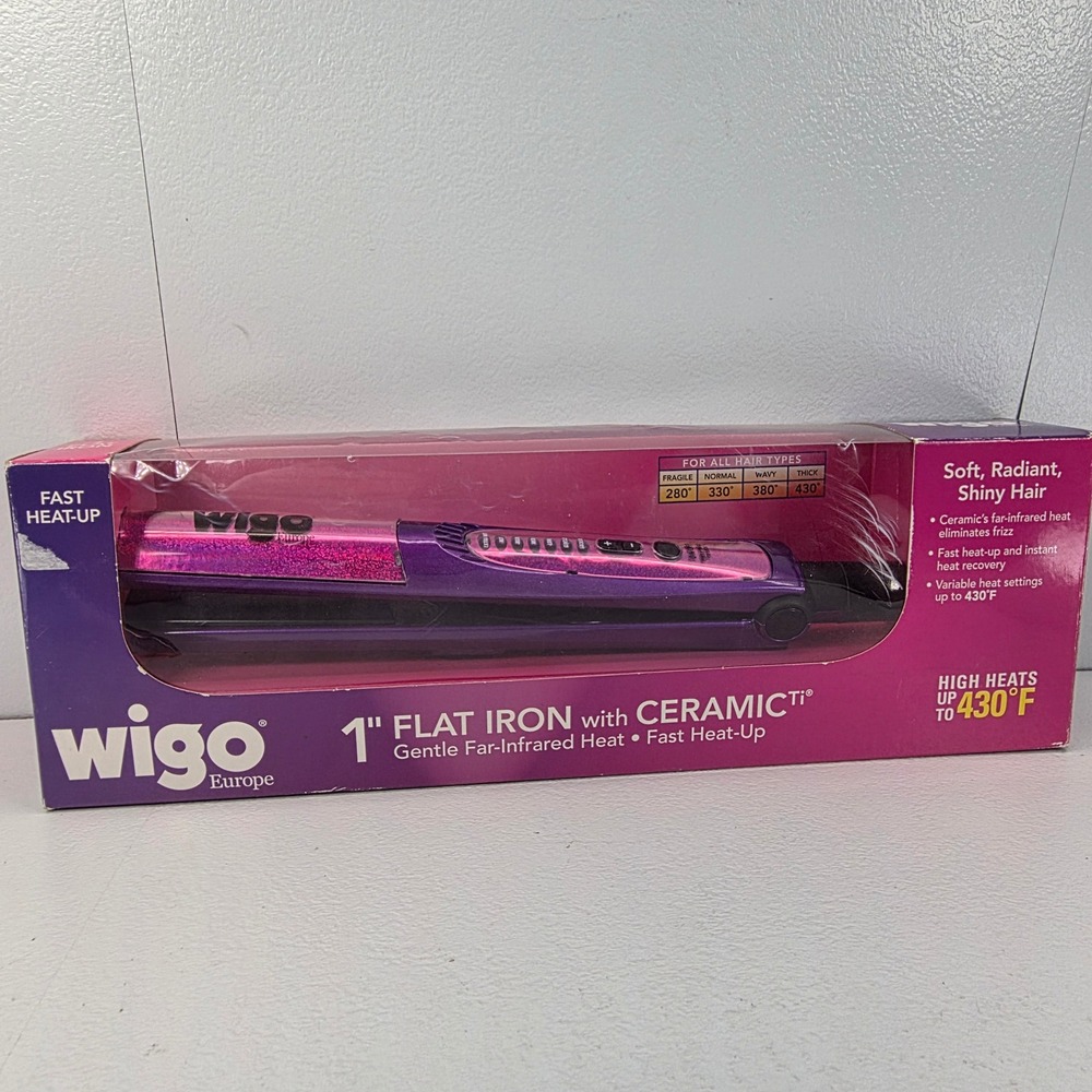 Wigo Europe 1 Inch‎ Flat Iron Ceramic Ti Gentle Far Infrared Heat Fast Heat RARE